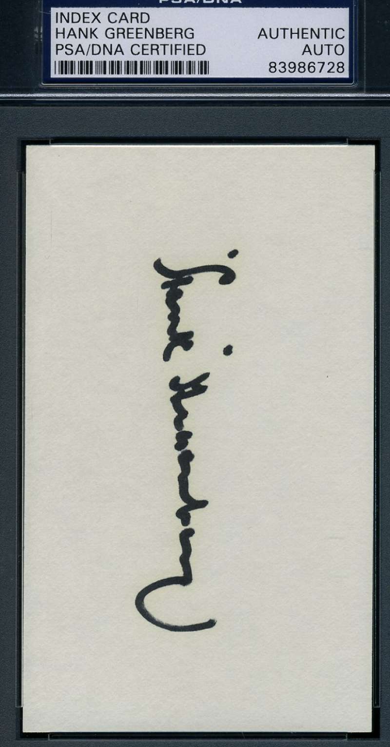 Hank Greenberg Signed 3x5 Index Card Psa/dna Coa Authentic Autograph