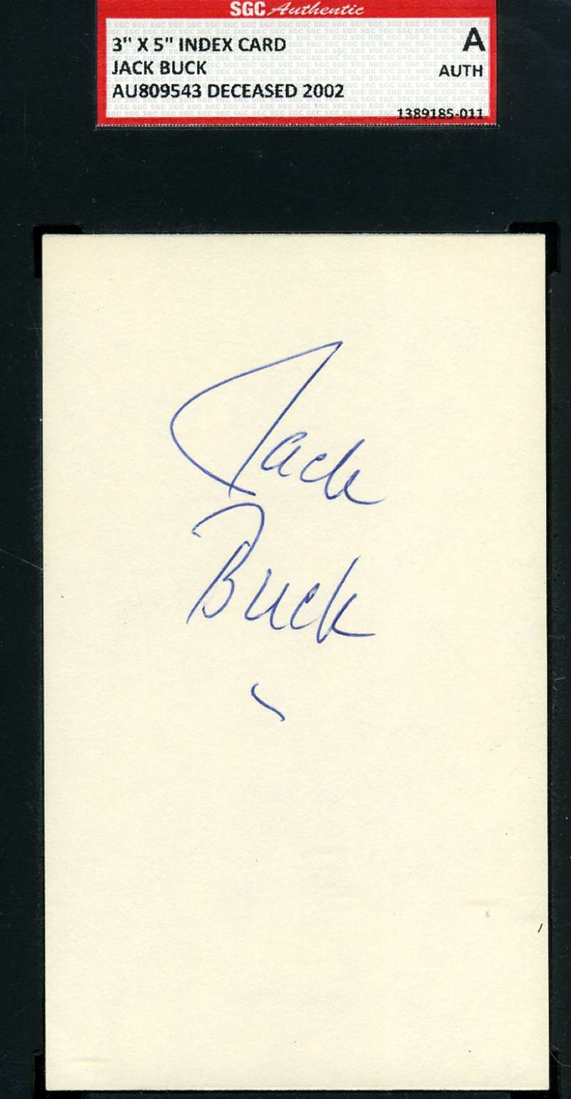 Jack Buck Signed 3x5 Index Card Sgc  Authentic Autograph