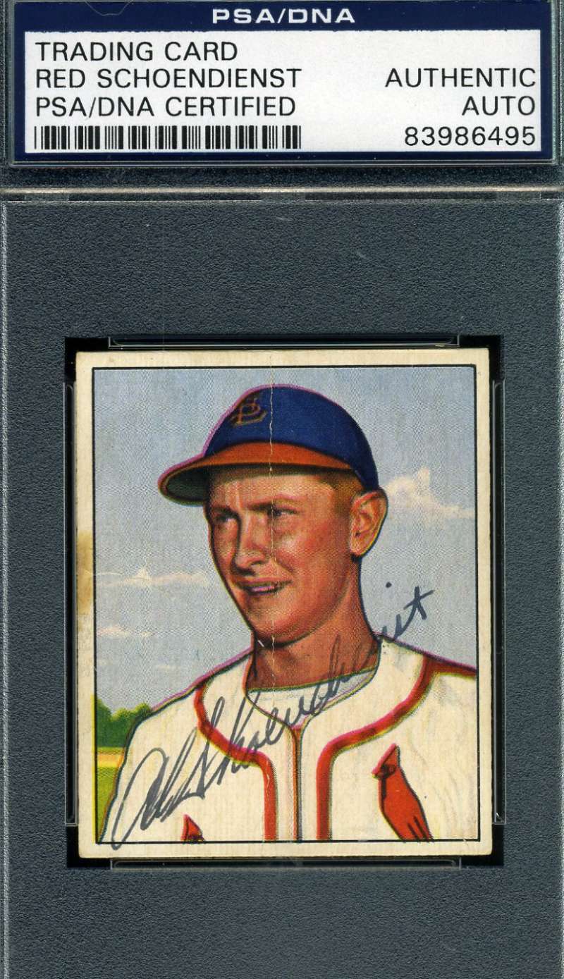 Red Schoendienst 1950 Bowman Hand Signed Psa/dna Original Authentic Autograph