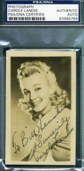 Carole Landis Hand Signed Psa/dna Coa 1940`s Photo Authentic Autograph