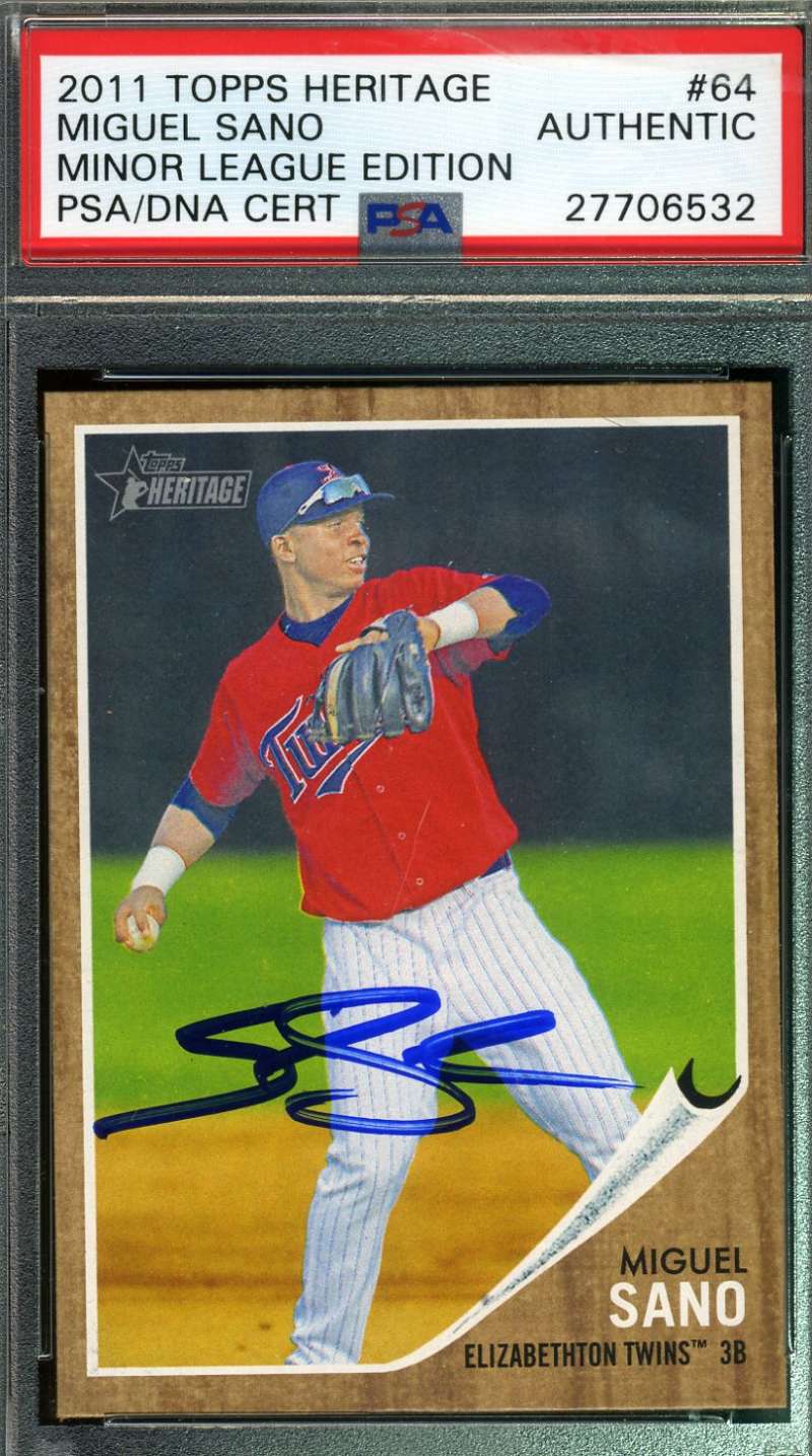 Miguel Sano Psa Dna Coa Autographed 2011 Topps Rookie Authentic Hand Signed