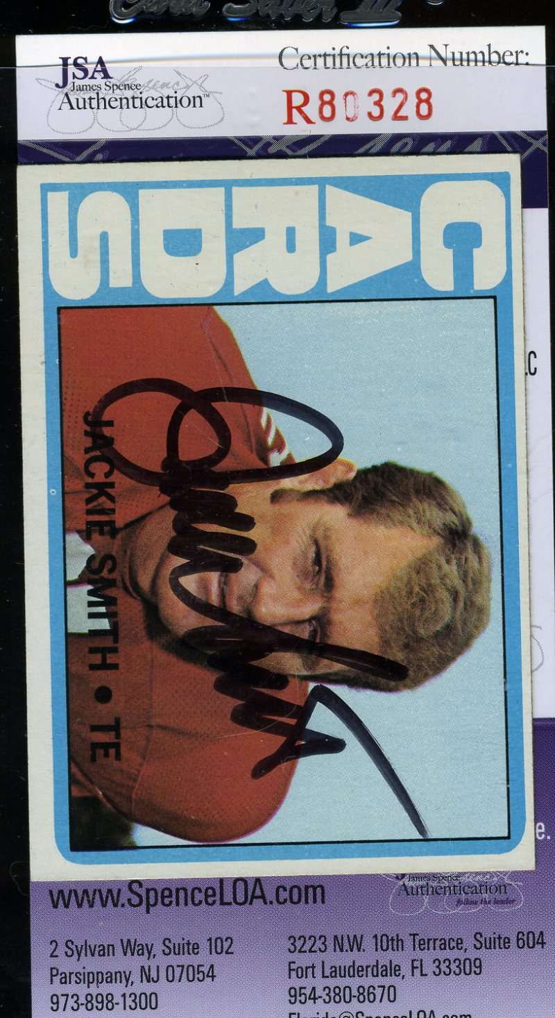 Jackie Smith Jsa Coa Autographed 1972 Topps Authenticated Hand Signed