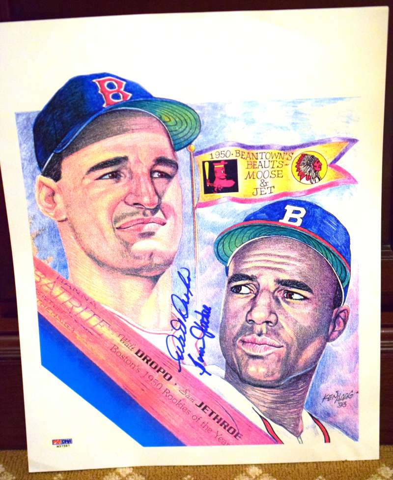 Walt Dropo Sam Jethroe Psa Dna Autographed 11x16 Haag Litho Hand Signed Authentic