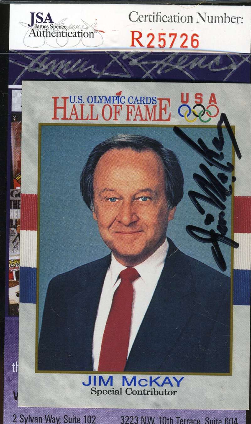 Jim Mckay Jsa Coa Autographed 1991 Impel Olympics  Authentic Hand Signed