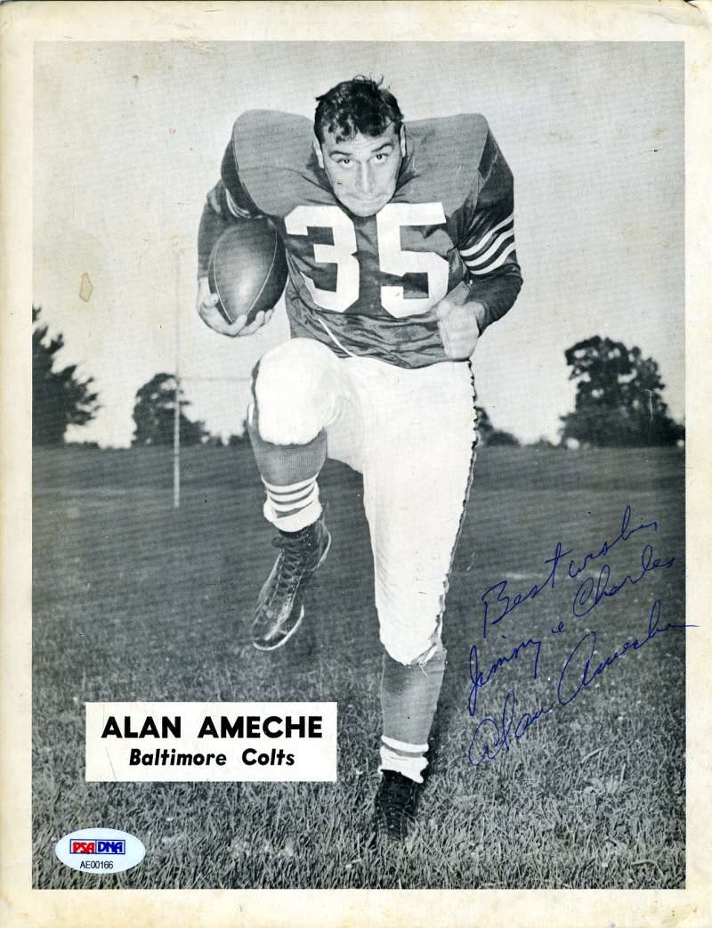 Alan Ameche Psa Dna Coa Autographed Team Issued 8x10 Photo Authentic Signed