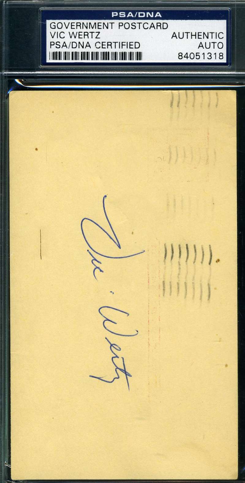 Vic Wertz Psa Dna Coa Autograph 1956 Gpc Postcard Hand Signed Authentic