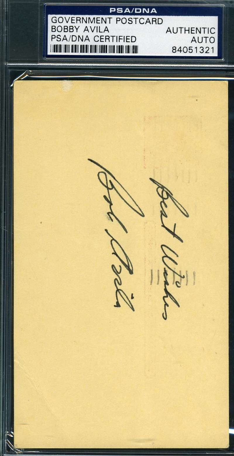 Bobby Avila Psa Dna Coa Autograph 1956 Gpc Postcard Hand Signed Authentic