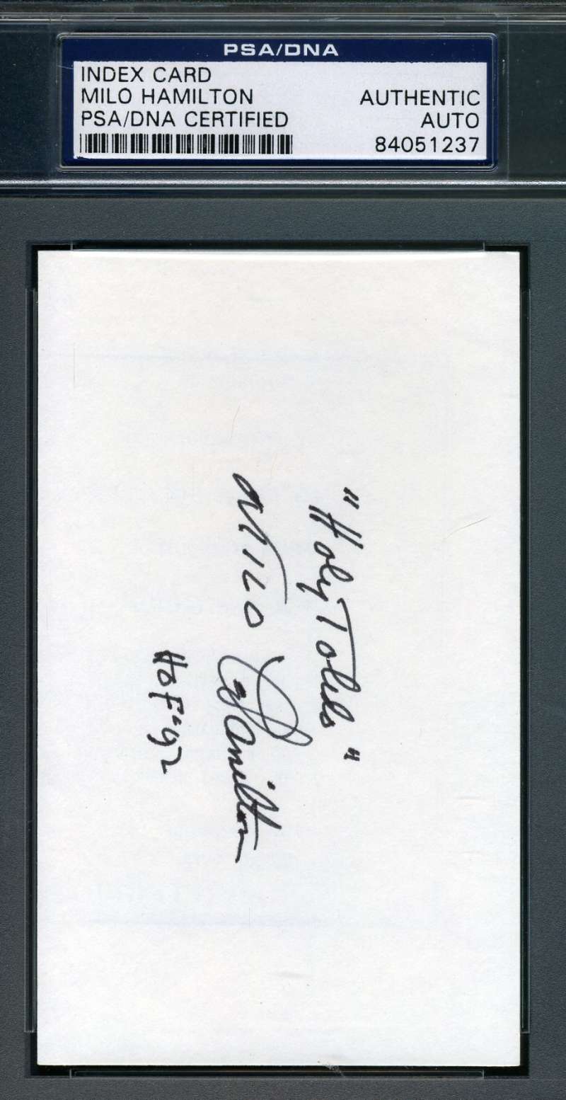 Milo Hamilton Psa Dna Coa Autograph 3x5 Index Card Hand Signed Authentic