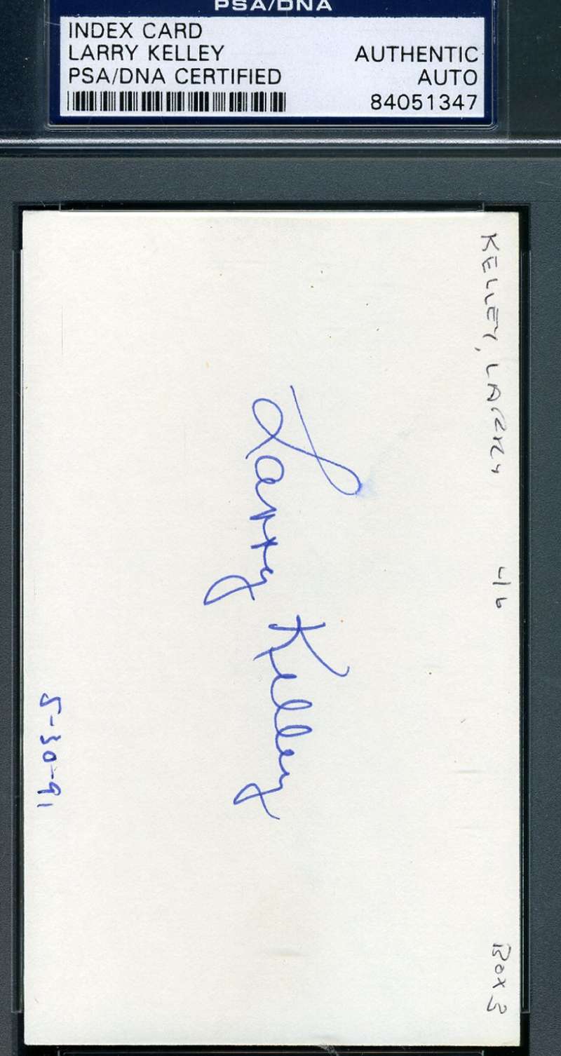 Larry Kelley Psa Dna Coa Autograph 3x5 Index Card Hand Signed Authentic Heisman