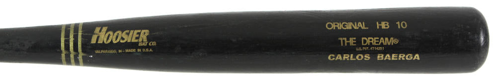 Carlos Baerga Games Used Hoosier Bat Mears Loa Letter