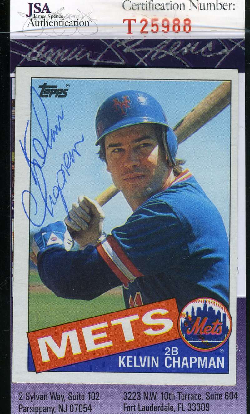 Kelvin Chapman Rare 1985 Topps Jsa Coa Hand Signed Authentic Autographed