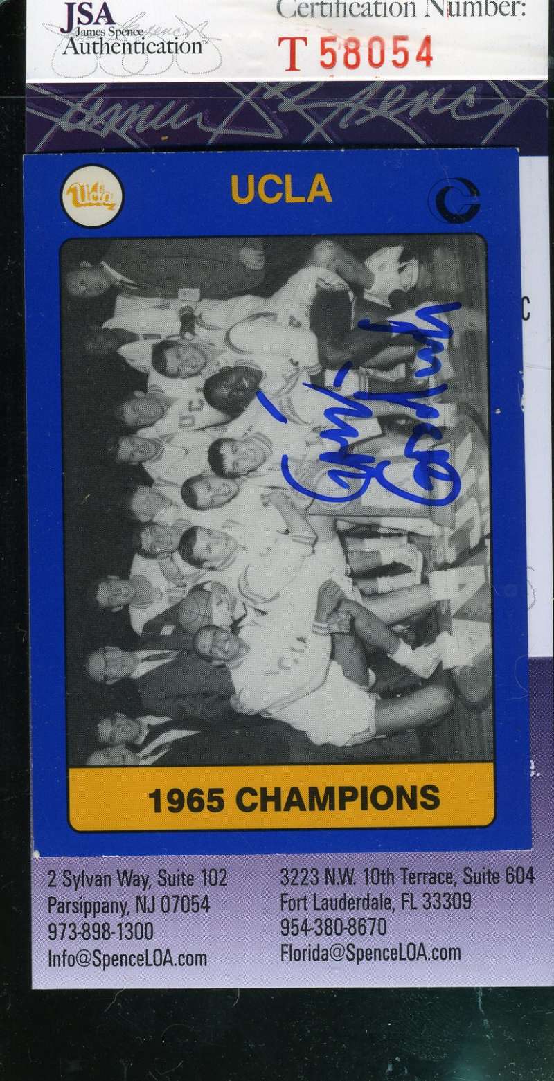 Gail Goodrich Jsa Coa Autographed 1991 Ucla Authenticated Hand Signed