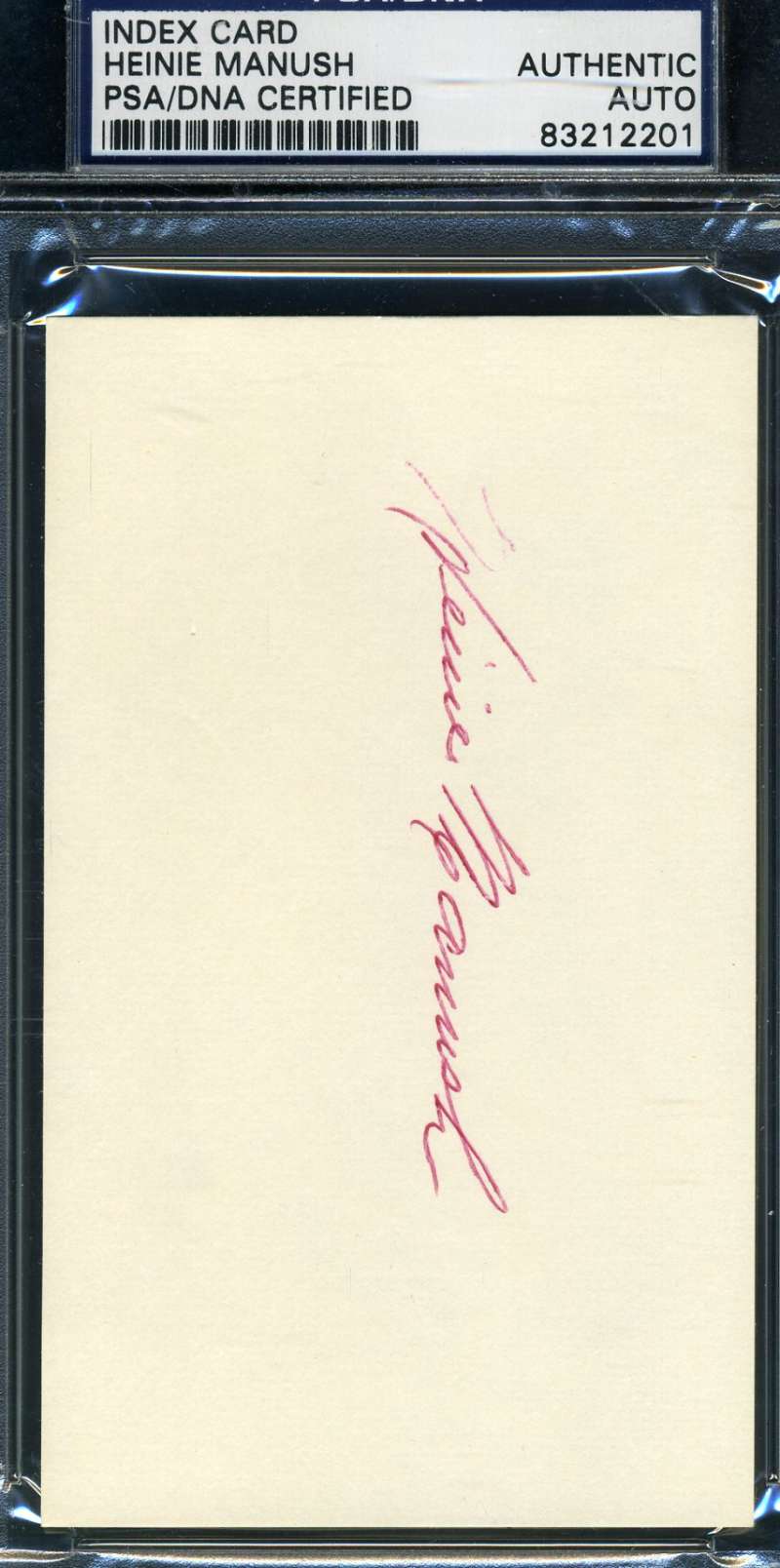 Heinie Manush Psa Dna Coa Autograph 3x5 Index Card Hand Signed Authentic