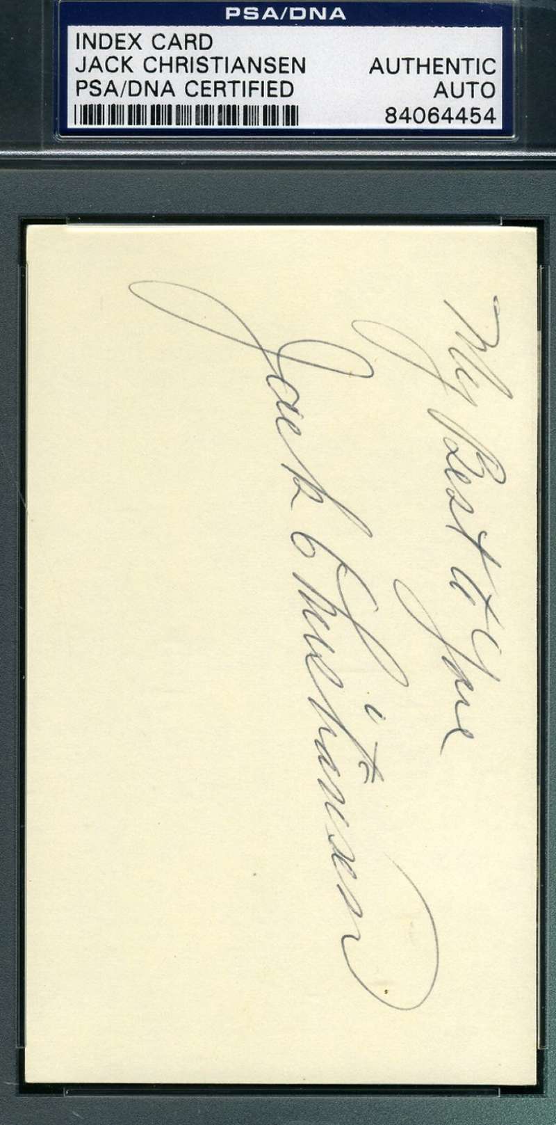 Jack Christiansen Psa Dna Coa Autograph 3x5 Index Card Hand Signed Authentic