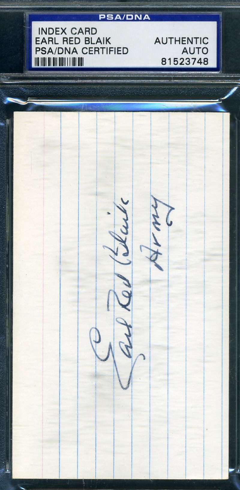 Earl Red Blaik Psa Dna Coa Autograph 3x5 Index Card Hand Signed Authentic
