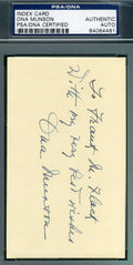 Ona Munson Gwtw Belle Watling D.55 Signed Psa Dna 3x5 Index Card Autograph Authentic