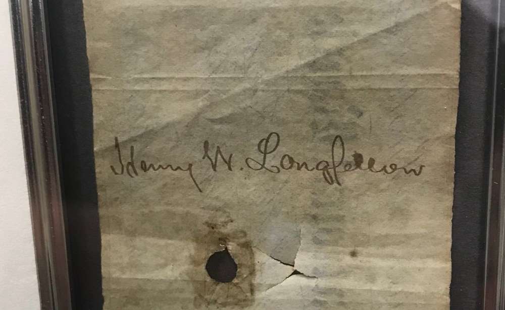 Henry Wadsworth Longfellow Framed Signed Jsa Coa Check Autograph Authentic