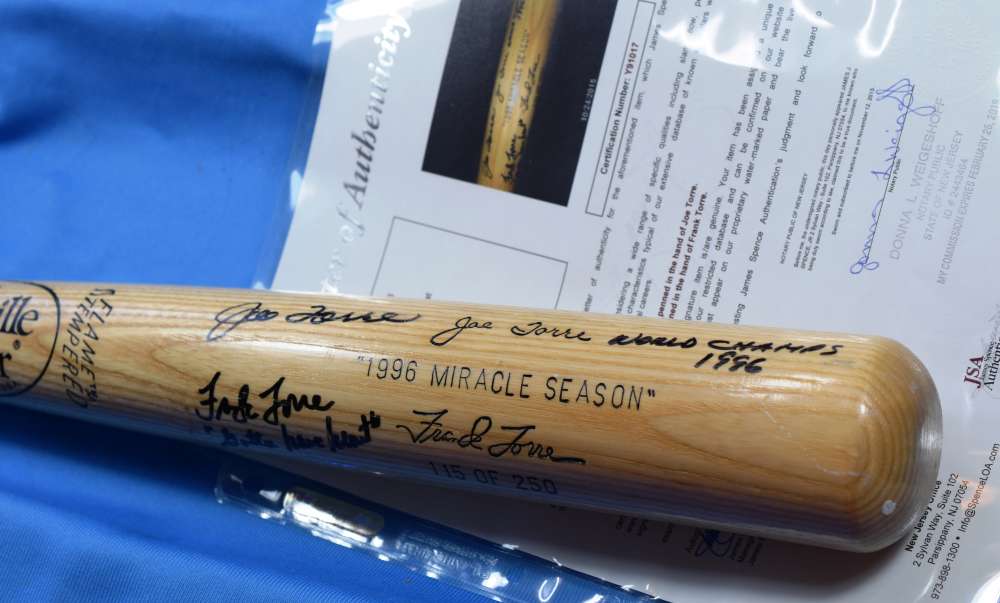 Joe And Frank Torre Signed Psa/dna 1996 Miracle Season Baseball Bat Autograph