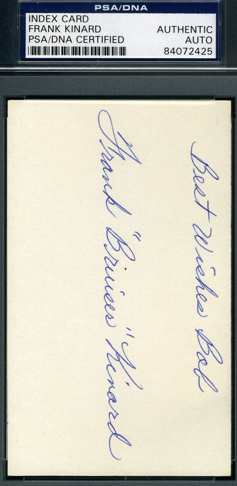 Frank Bruiser Kinard Psa Dna Coa Autograph 3x5 Index Card Hand Signed Authentic
