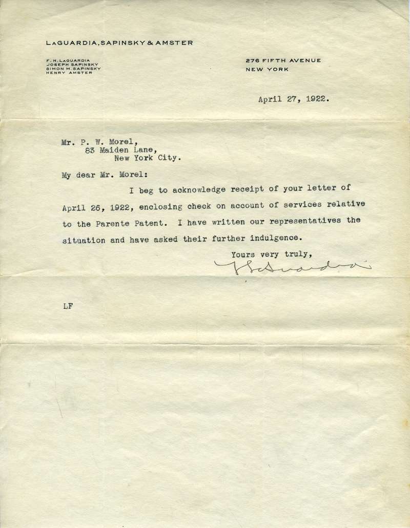 Fiorello Laguardia Jsa Coa Hand Signed Vintage 1922 Letter Autograph Authentic