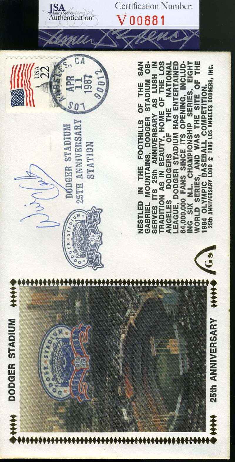 Will Clark Jsa Coa  Autograph 1987 First Day Cover Fdc Hand Signed Authentic