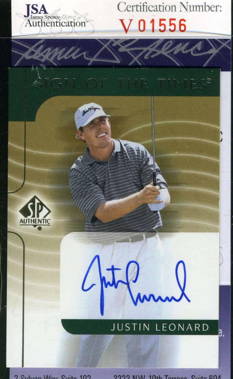 Justin Leonard 2003 Upper Deck Jsa Coa Autograph Authentic Hand Signed