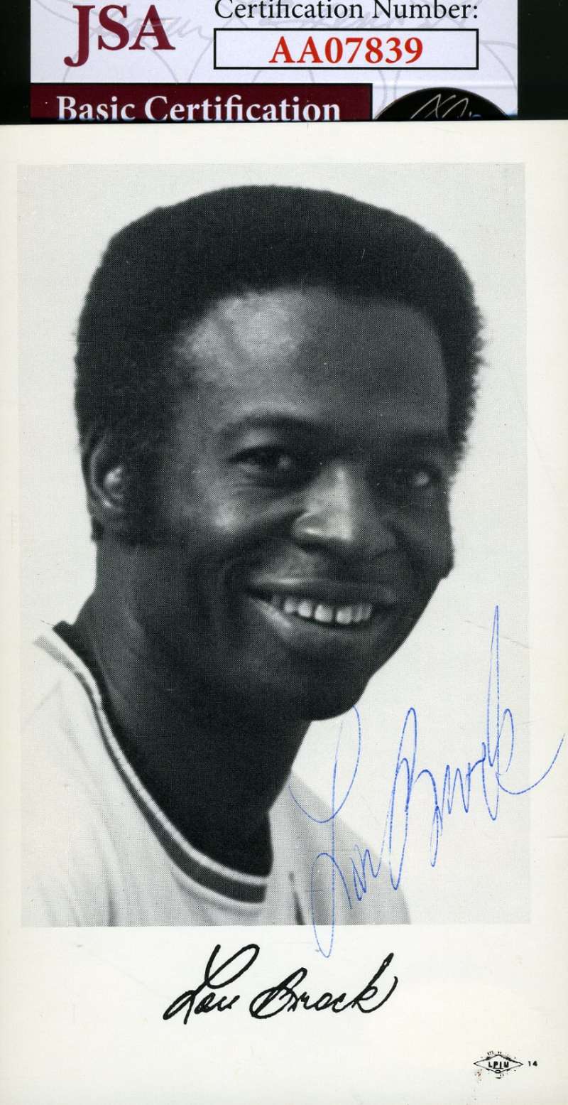 Lou Brock Jsa Coa Autograph Photo  Hand Signed Authentic