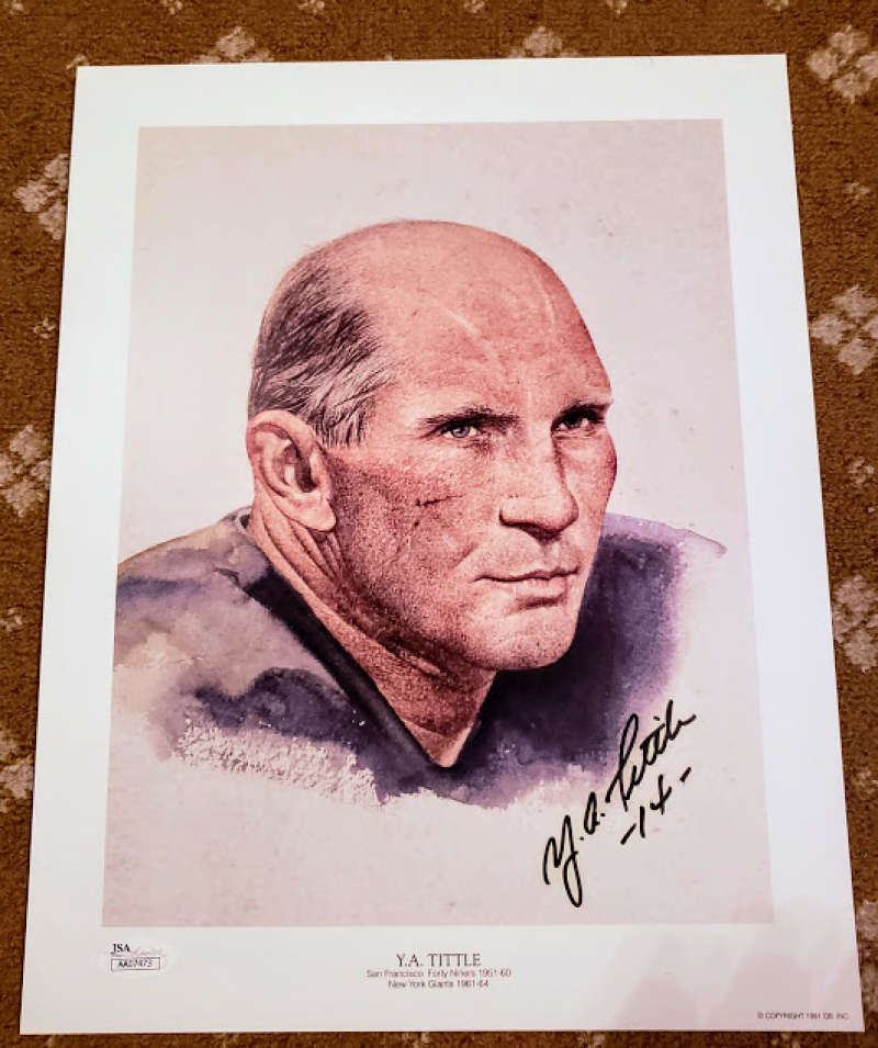 Ya Tittle Jsa Coa Autograph 13x10 Litho Photo  Hand Signed Authentic