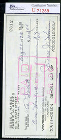 Jesse Haines Jsa Coa Autographed 1974 Check Hand Signed Authentic