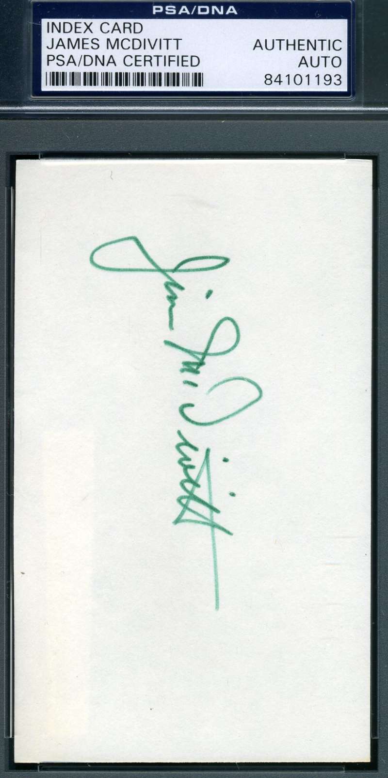 James Mcdivitt Psa Dna Coa Hand Signed 3x5 Index Card Authentic Autograph