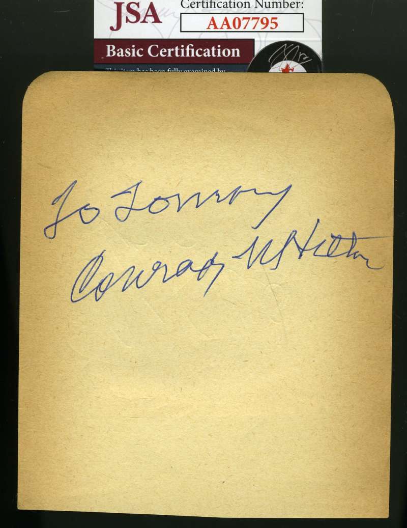 Conrad Hilton Jsa Coa Hand Signed Album Page Authentic Autograph