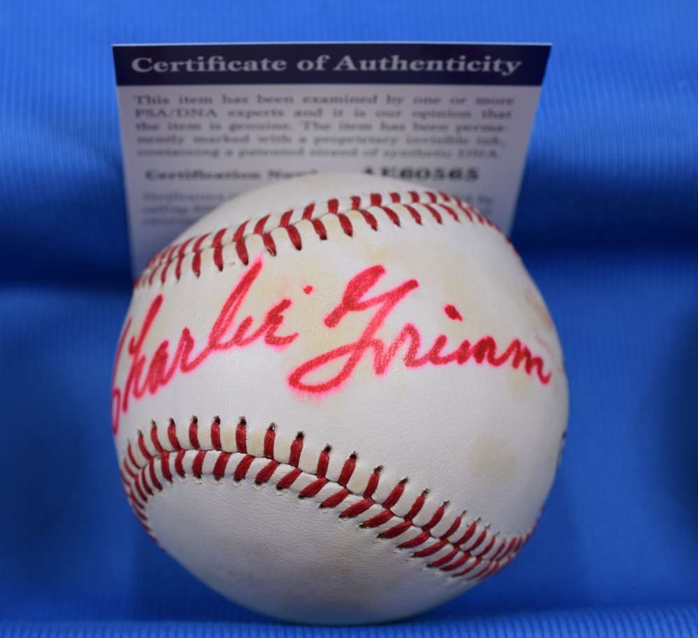 Charlie Grimm Psa Dna Coa Autograph Feeney National League Signed Baseball