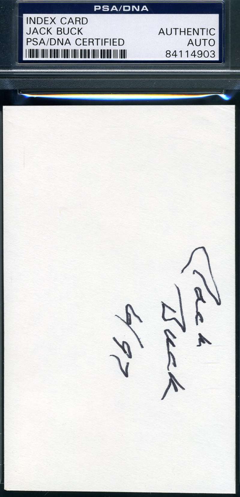 Jack Buck Psa Dna Coa Autograph Cardinals 3x5 Signed Index Card