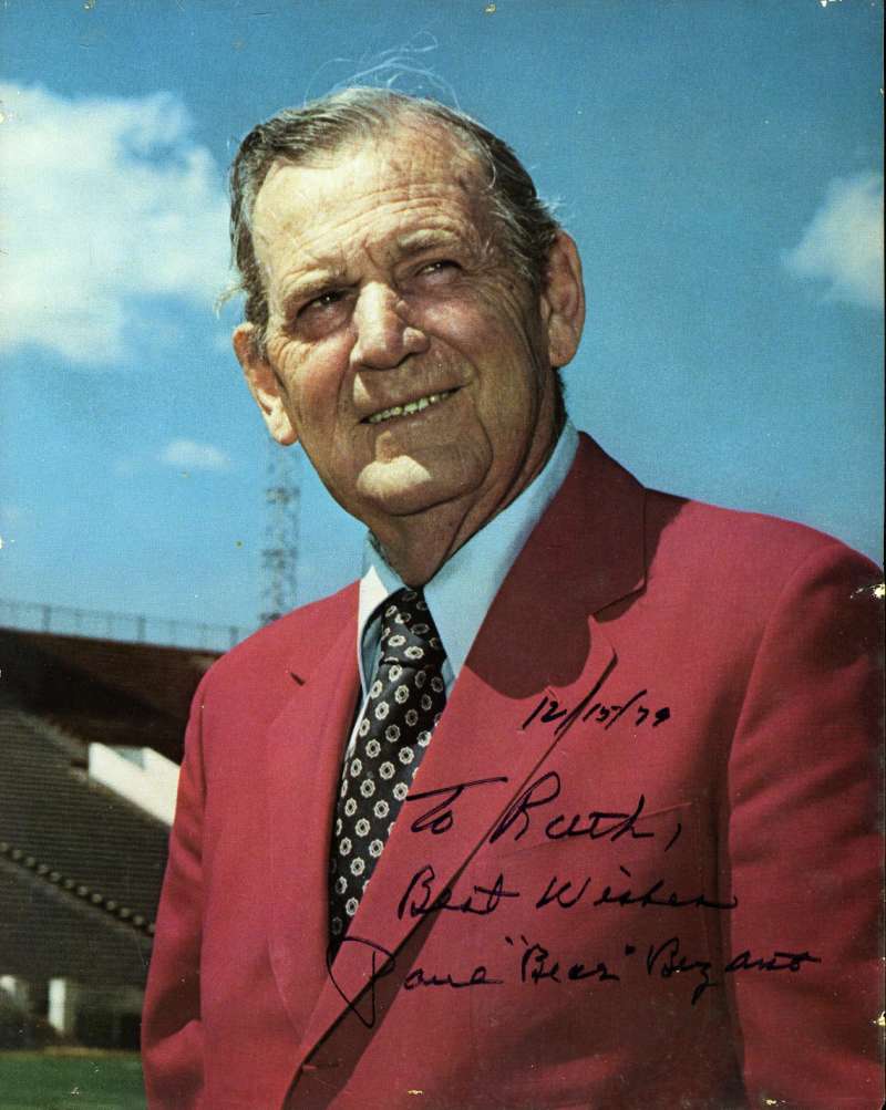 Paul Bear Bryant Psa Dna Coa Autograph 8x10 Photo Hand Signed