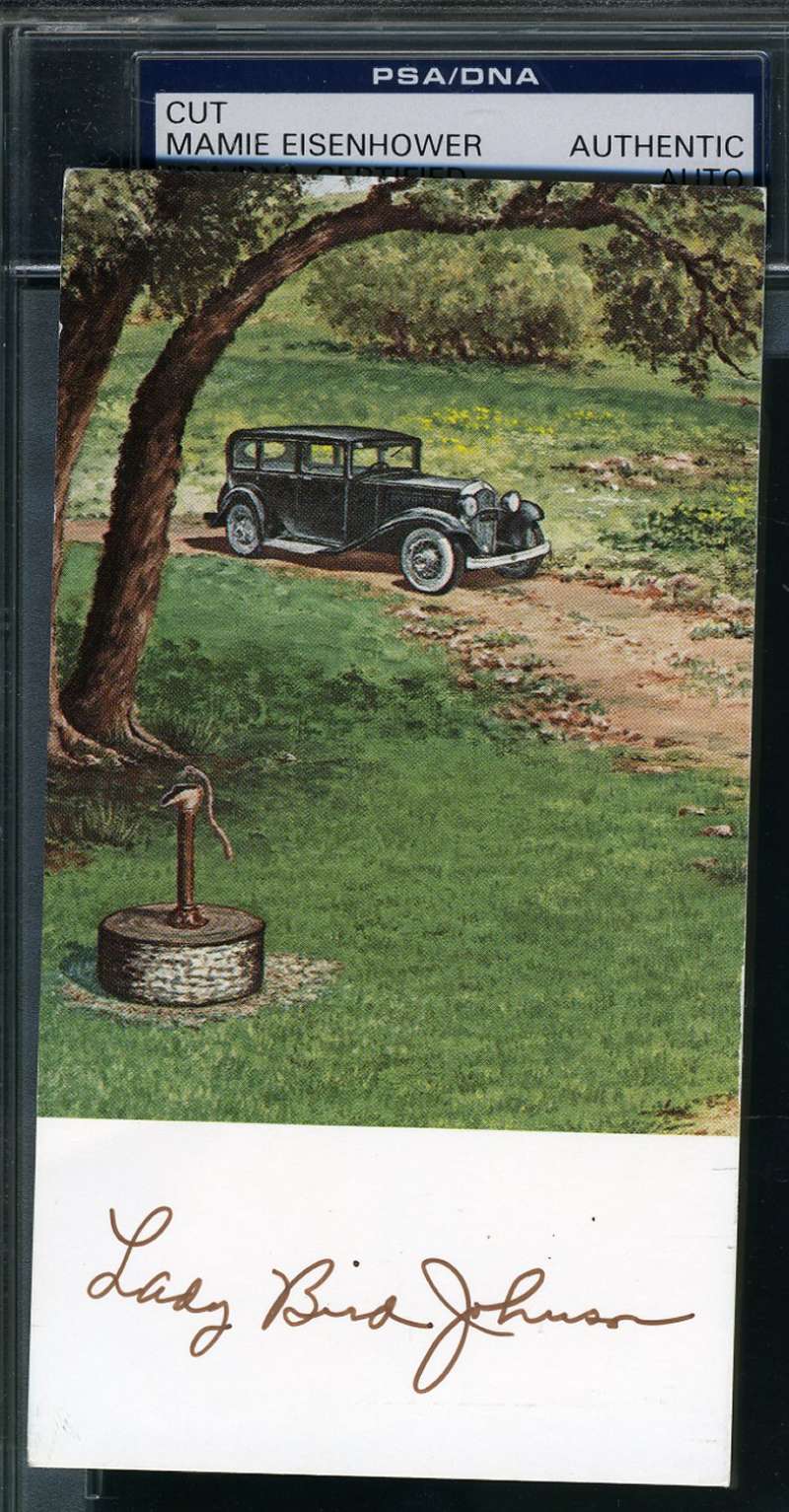 Lady Bird Johnson Psa Dna Coa Hand Signed Postcard Authentic Autograph