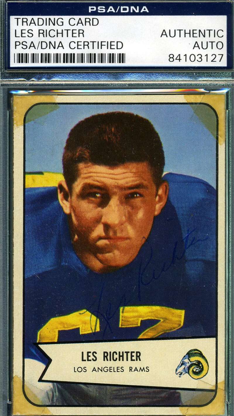 Les Richter Psa Dna Coa Autograph 1954 Bowman Authentic Hand Signed