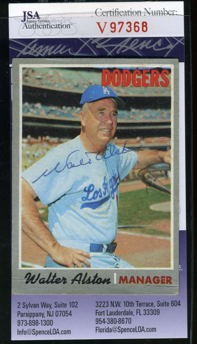 Walter Alston Jsa Coa Hand Signed 1960 Topps Authentic Autograph