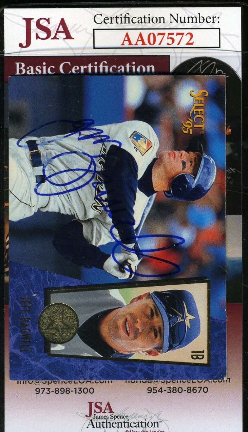 Jeff Bagwell 1995 Pinnacle Jsa Coa Hand Signed Authentic Autograph