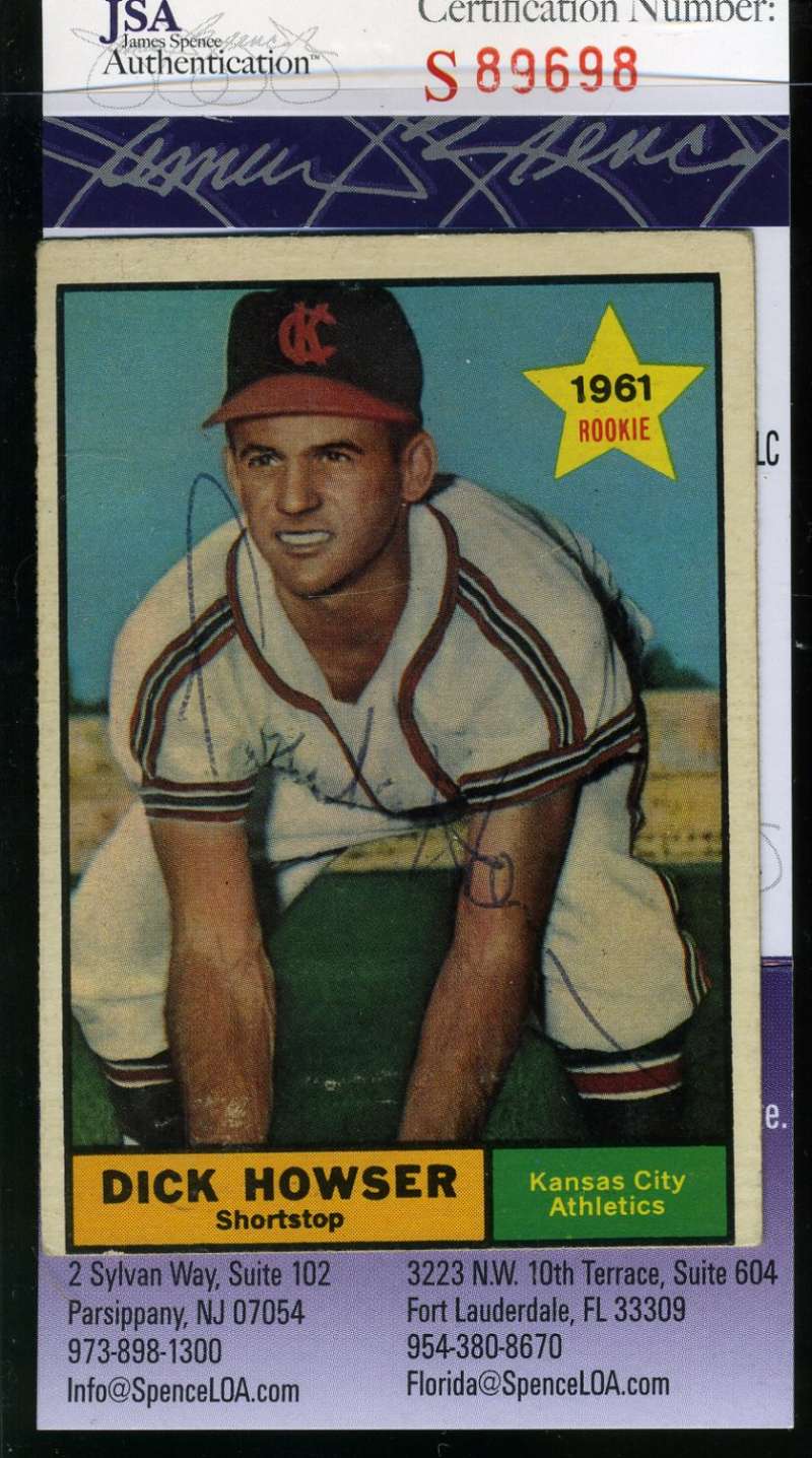 Dick Howser 1961 Topps Rookie Jsa Coa Hand Signed Autograph