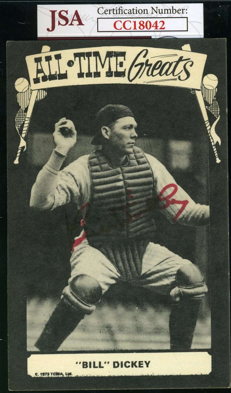 Bill Dickey Jsa Coa Autograph Tcma Postcard Hand Signed Authentic