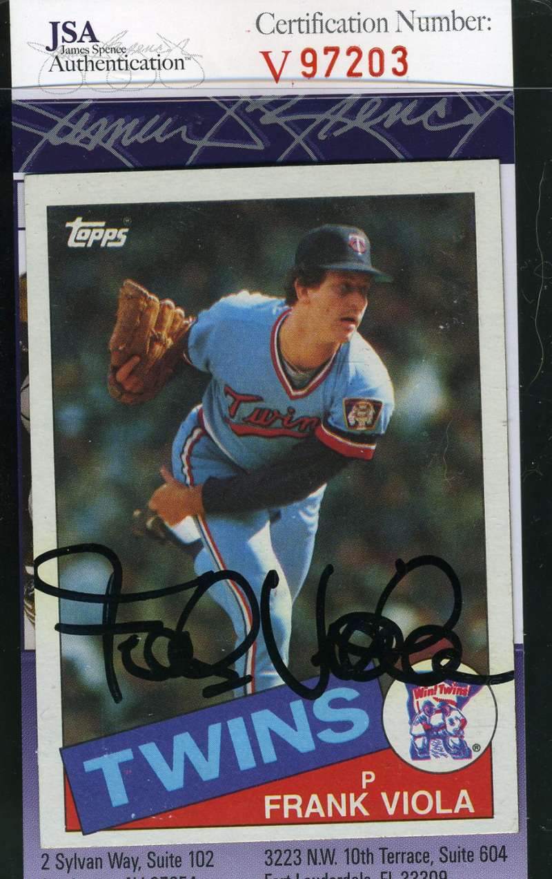 Frank Viola 1985 Topps Jsa Coa Hand Signed Authentic Autograph