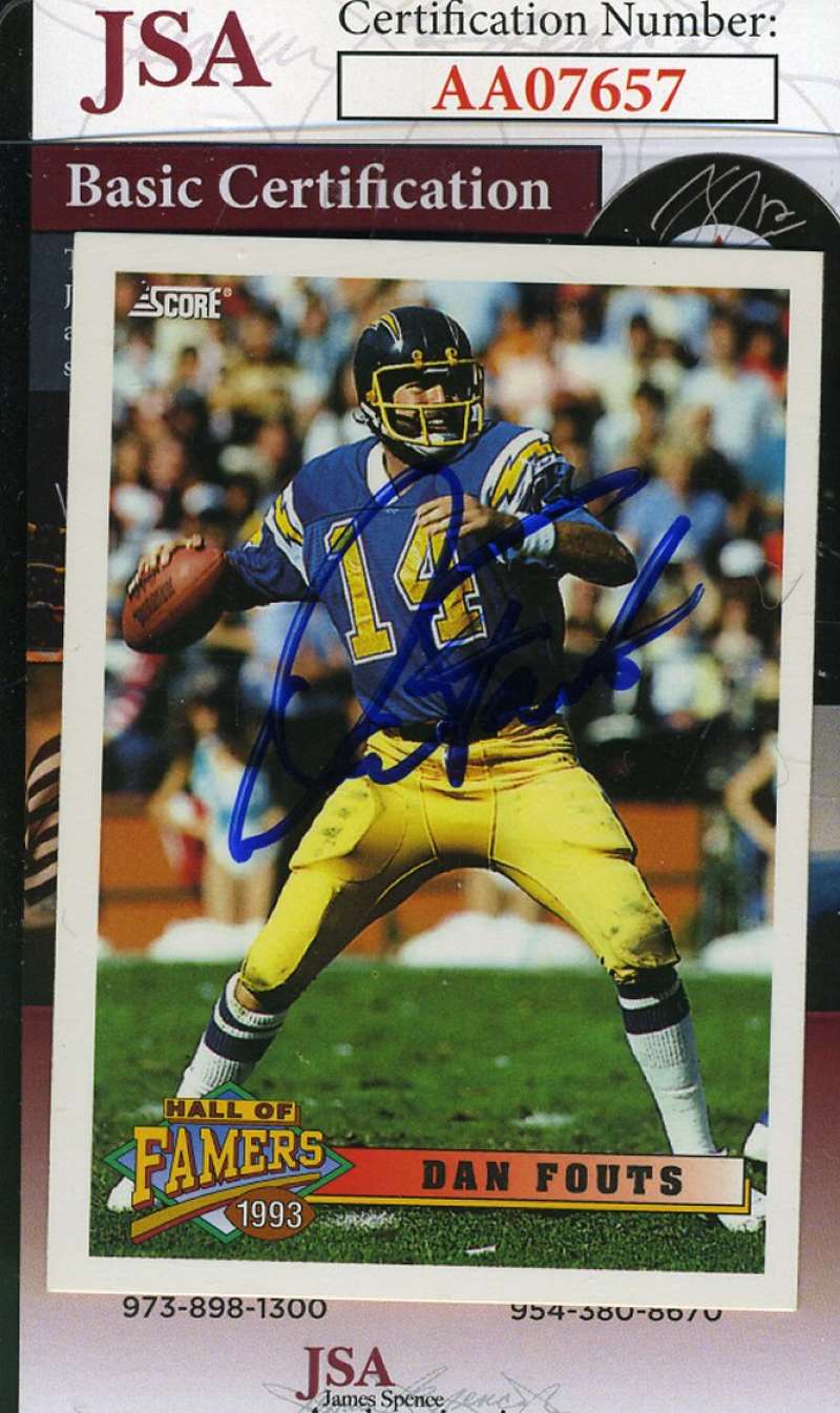 Dan Fouts 1993 Score Jsa Coa Hand Signed Authentic Autograph