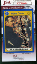 Ara Parseghian 1990 Notre Dame Jsa Coa Hand Signed Authentic Autograph