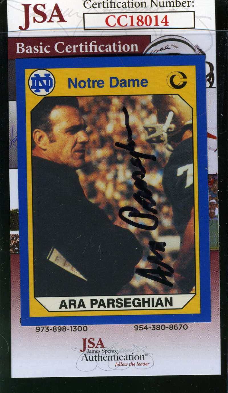 Ara Parseghian 1990 Notre Dame Jsa Coa Hand Signed Authentic Autograph