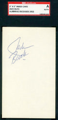 Jack Buck Sgc Coa Hand Signed 3x5 Index Card Authentic Autograph