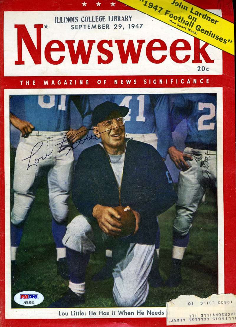Lou Little Psa Dna Columbia Autograph 8x10 Cover Photo  Hand Signed Authentic