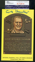 Happy Chandler Jsa Autograph Gold Hof Plaque Authentic Hand Signed