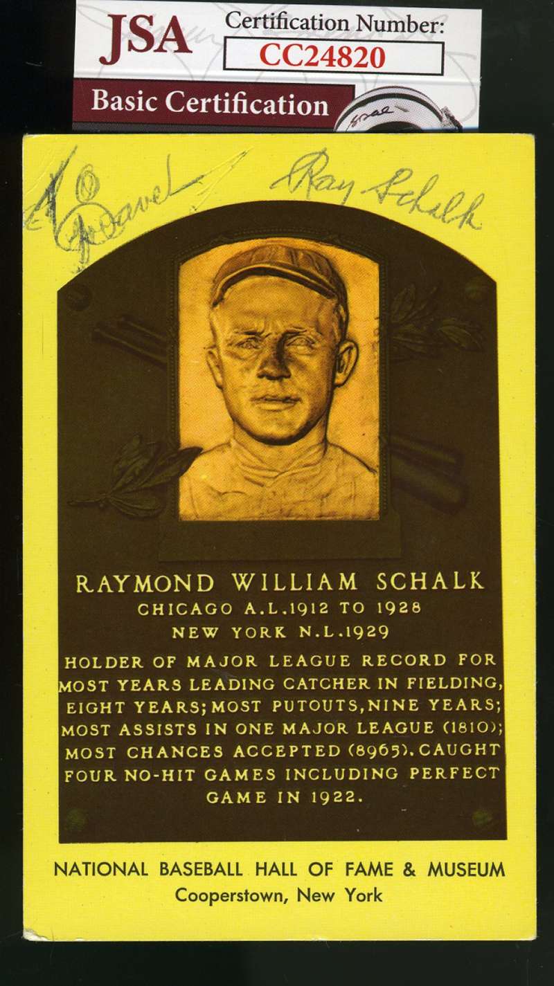 Ray Schalk Jsa Autograph Gold Hof Plaque Authentic Hand Signed