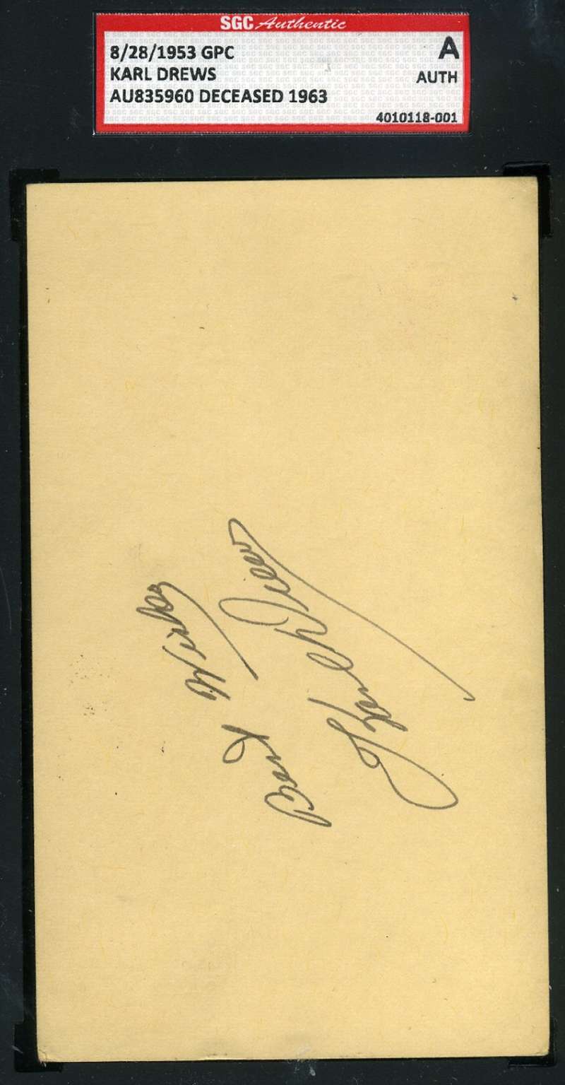 Karl Drews Sgc Autograph  1953 Gpc Government Postcard Authentic Signed