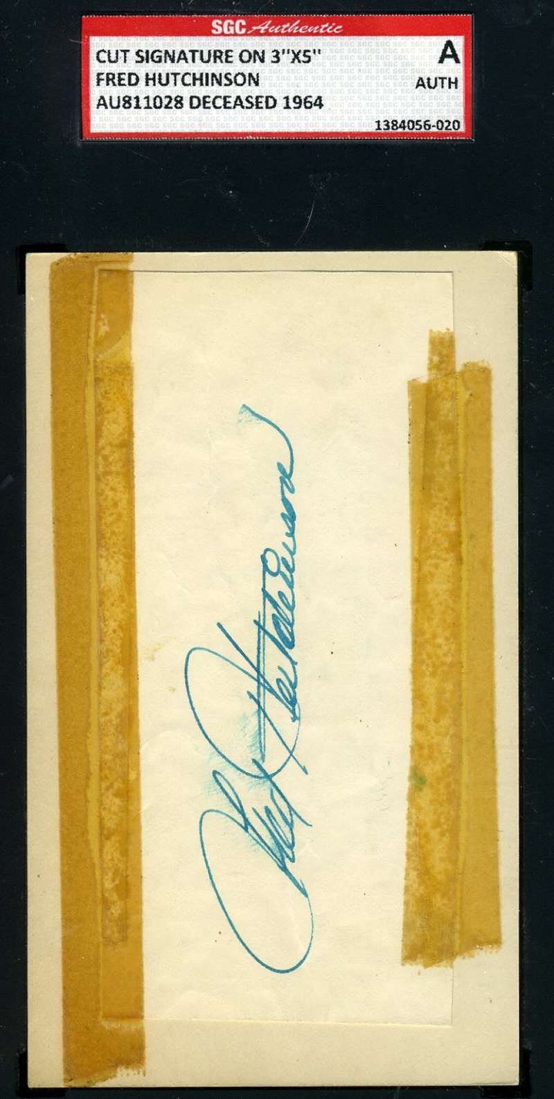 Fred Hutchinson Sgc Autograph  Album Page Cut Authentic Hand Signed
